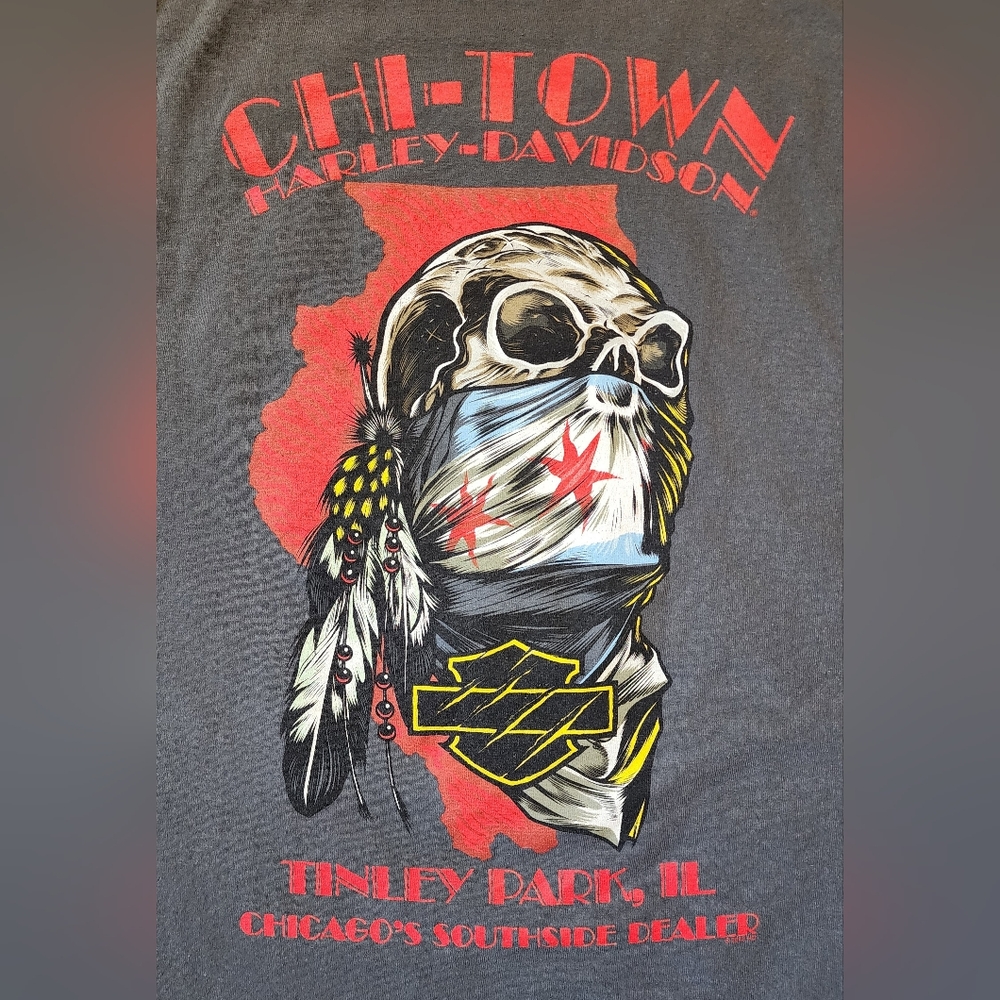Harley-Davidson Dealer T-Shirt Rare Chi-Town Chicago Tinley Park XL - Picture 5 of 9